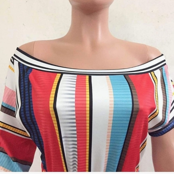 Striped Off The Shoulder jumpsuit - Picture 3 of 5